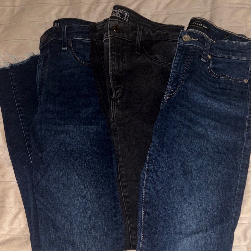 3 Jeans 2 Abercrombie & Fitch 1 Lucky Women's STRETCH Skinny Jeans .
